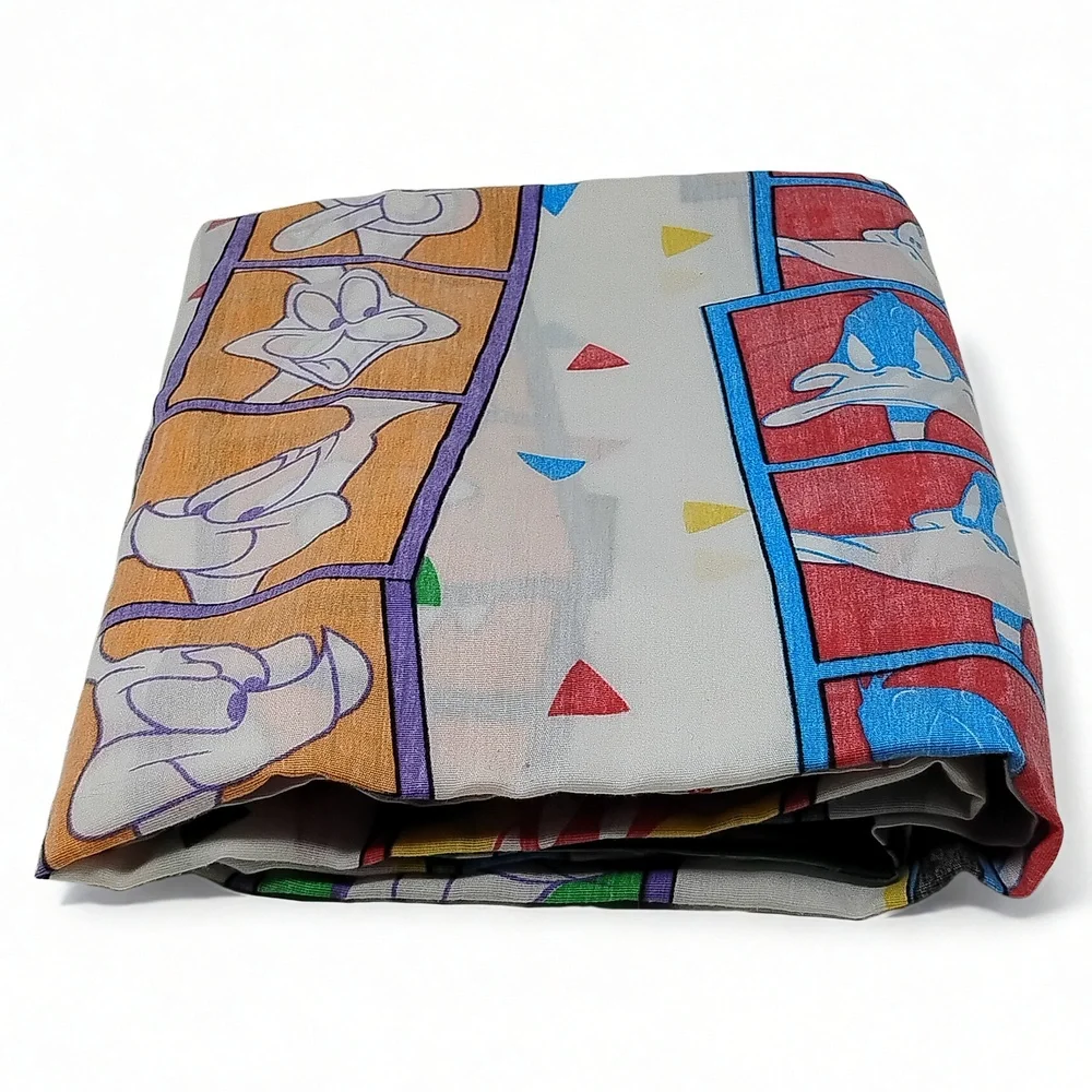 Vintage 90's Looney Tunes Full Bed Sheet Set Fitted Sheet Warner Bros